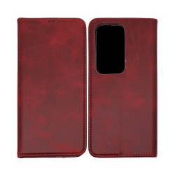 Leather Flip Cover with Internal Pocket For Oppo A5 Red